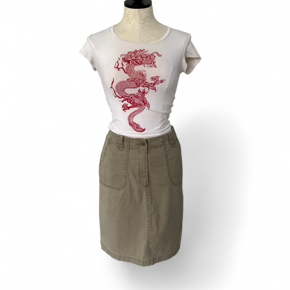 Talbots y2k Green Khaki Skirt - Size 2
